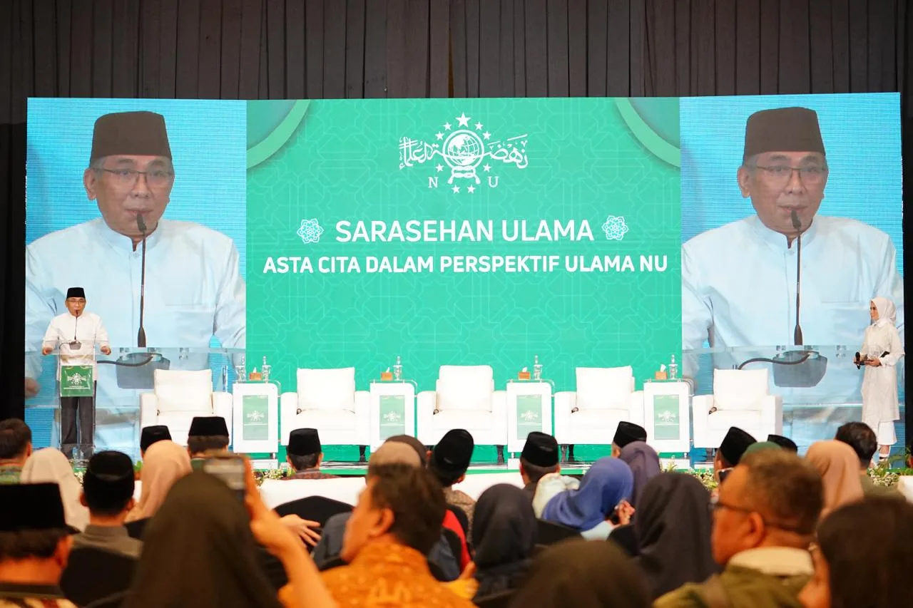 IMG-20250205-WA0012 Ketua Umum PBNU Gus Yahya saat sambutan dalam acara Saresehan Ulama di Jakarta pada Selasa (4/2/2025) (Foto: LTN PBNU)